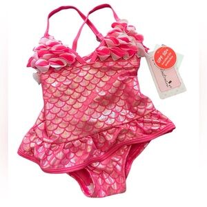 Floatimini UPF 50+ adorable swimsuit, pink mermaid, size 18 months, NWTS